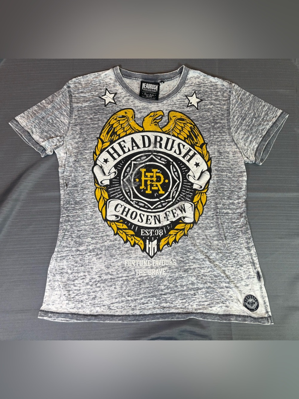 HEADRUSH Fortune Favours The Brave Chosen Few T-Shirt 3XL Grey